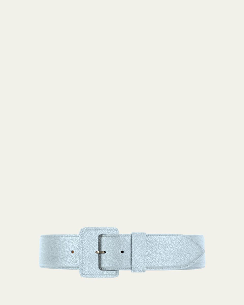 La Merveilleuse Large Pebbled Leather Belt with Covered Buckle